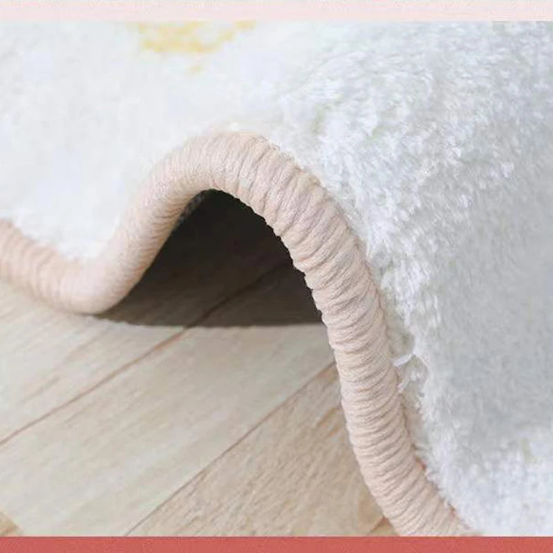 Tapetes de cashmere para decoração de quarto, tapete de cabeceira listrado Maison, tapete felpudo para sala de estar, tapete denso, tapete infantil.