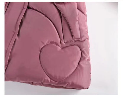 Casaco de inverno infantil para meninas de 4 a 10 anos, grosso e quentinho, com capuz, zíper e gola de pele sintética. Ideal para princesas.