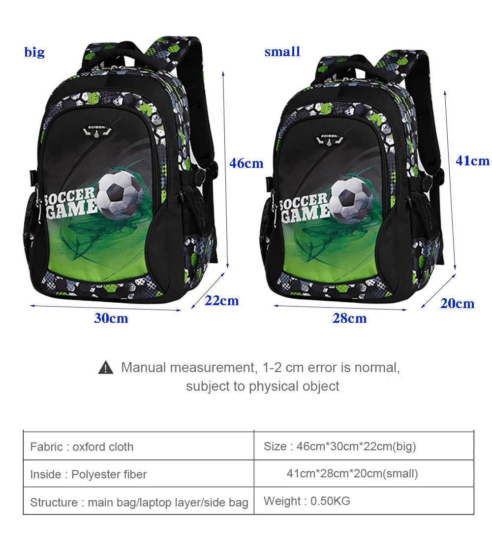 Mochila escolar infantil masculina com estampa de futebol, mochila recortada estilo anime, bolsa de viagem com estampa de futebol, mochila escolar para adolescentes.
