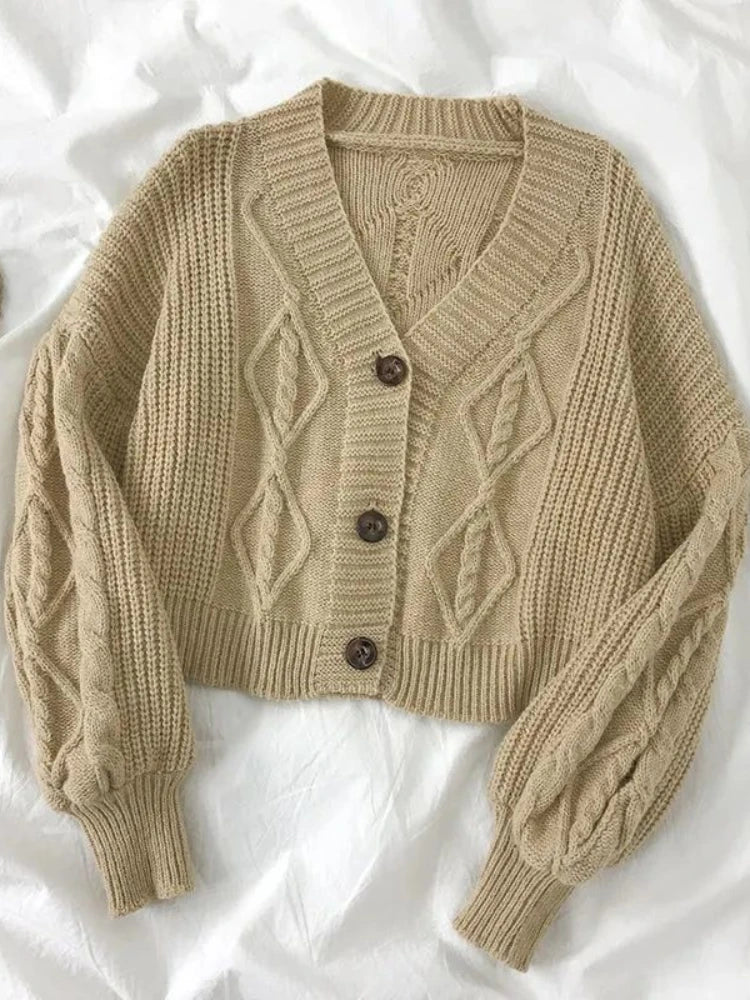 Conjunto vintage preppy feminino com colete de tricô, cardigã, gola boneca, camisa de manga comprida e saia plissada xadrez (peça única) para primavera e outono.