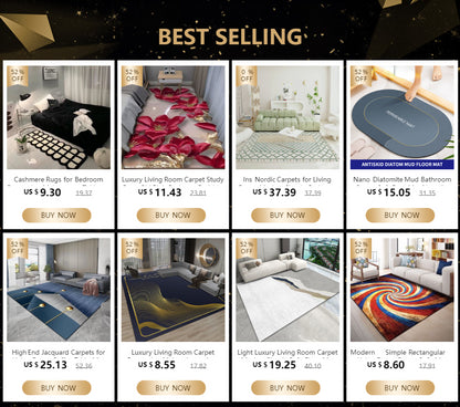 Tapetes de cashmere para decoração de quarto, tapete de cabeceira listrado Maison, tapete felpudo para sala de estar, tapete denso, tapete infantil.