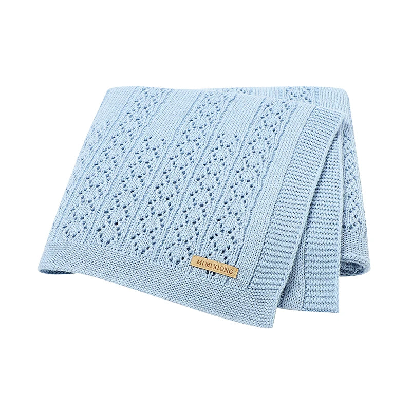 Mantas de bebê tricotadas para recém-nascidos, colchas para carrinho de bebê, edredons de algodão para envolver bebês e crianças pequenas, mantas unissex 100*80cm