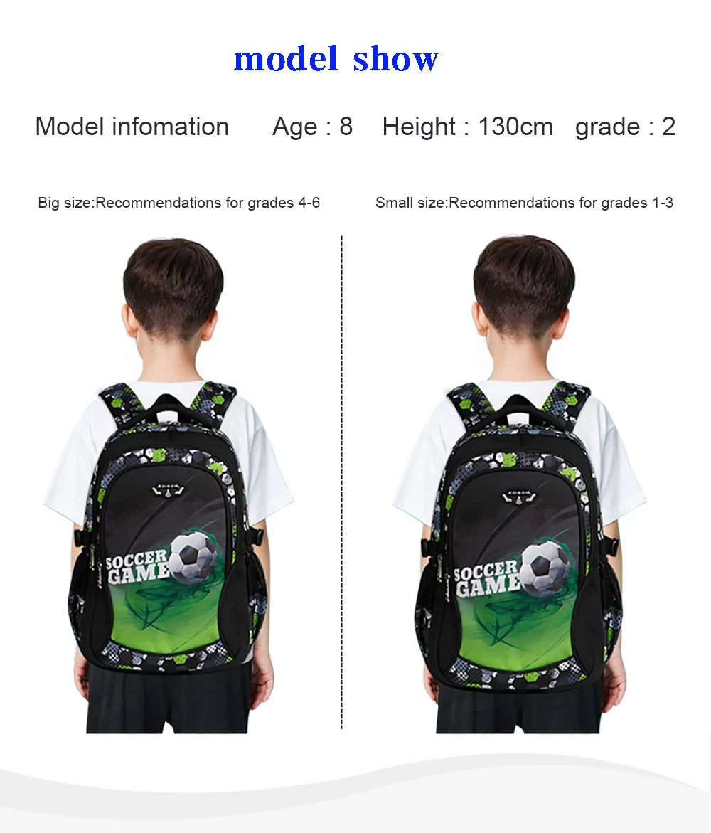 Mochila escolar infantil masculina com estampa de futebol, mochila recortada estilo anime, bolsa de viagem com estampa de futebol, mochila escolar para adolescentes.