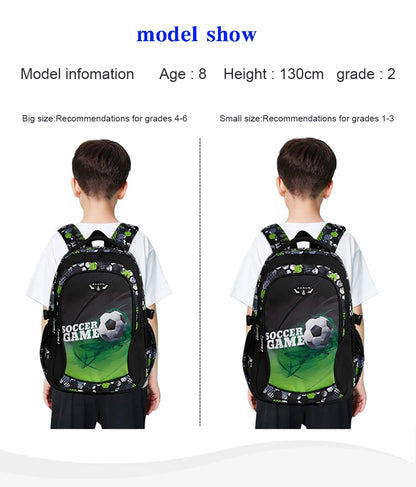 Mochila escolar infantil masculina com estampa de futebol, mochila recortada estilo anime, bolsa de viagem com estampa de futebol, mochila escolar para adolescentes.