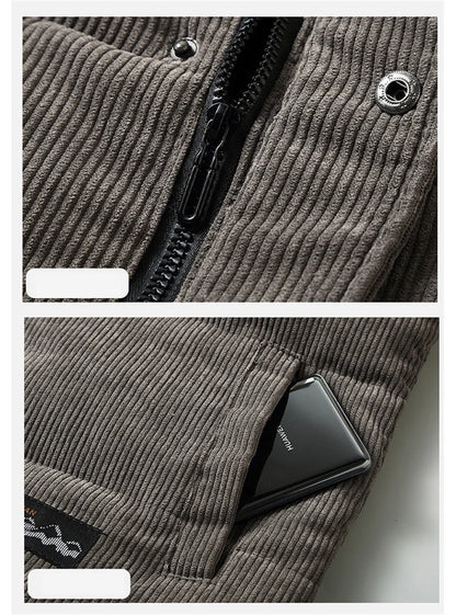 Colete masculino novo, modelo outono/inverno 2025, quente, sem mangas, com gola alta, acolchoado, em veludo cotelê, ideal para trabalho, tamanho 5XL.