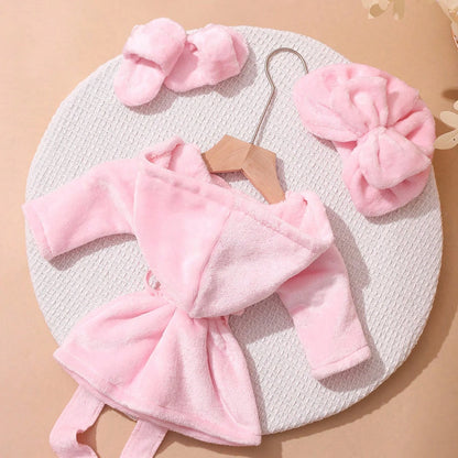 Roupão de banho Ylsteed para fotografia de recém-nascidos com turbante e pantufas, bordado "Love", pijama para bebê menina, roupa para ensaio fotográfico infantil.