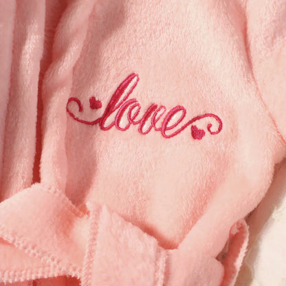 Roupão de banho Ylsteed para fotografia de recém-nascidos com turbante e pantufas, bordado "Love", pijama para bebê menina, roupa para ensaio fotográfico infantil.