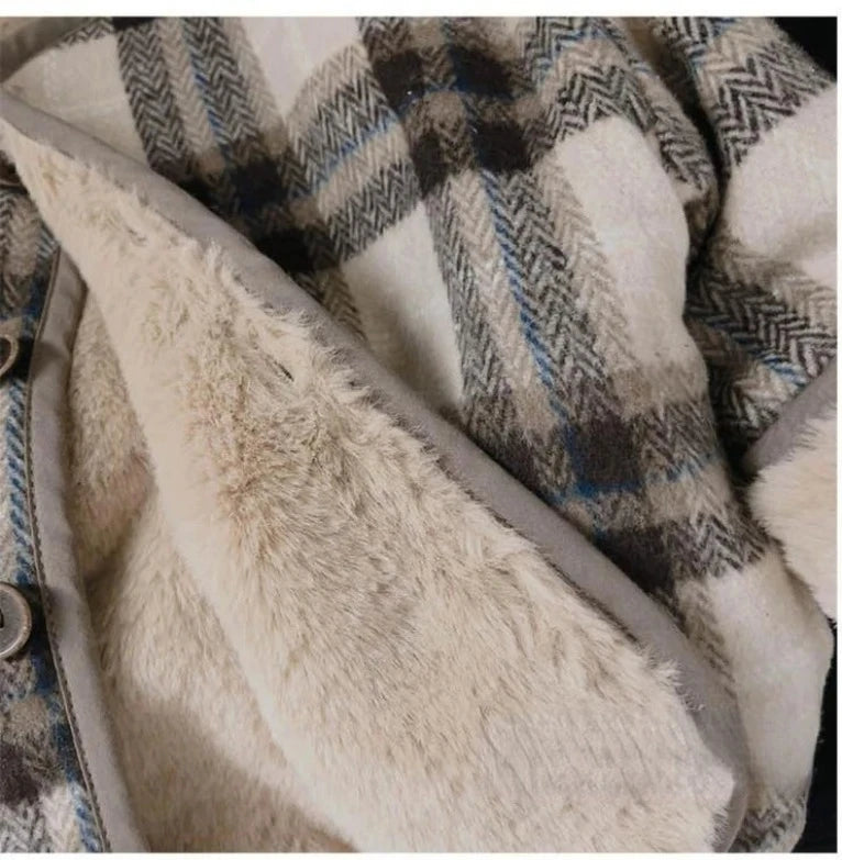 Casaco infantil de lã xadrez, estilo coreano, para outono e inverno. Novos casacos para meninos e meninas, folgados e acolchoados em algodão.