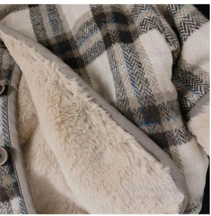 Casaco infantil de lã xadrez, estilo coreano, para outono e inverno. Novos casacos para meninos e meninas, folgados e acolchoados em algodão.