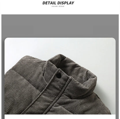 Colete masculino novo, modelo outono/inverno 2025, quente, sem mangas, com gola alta, acolchoado, em veludo cotelê, ideal para trabalho, tamanho 5XL.