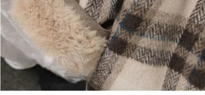 Casaco infantil de lã xadrez, estilo coreano, para outono e inverno. Novos casacos para meninos e meninas, folgados e acolchoados em algodão.