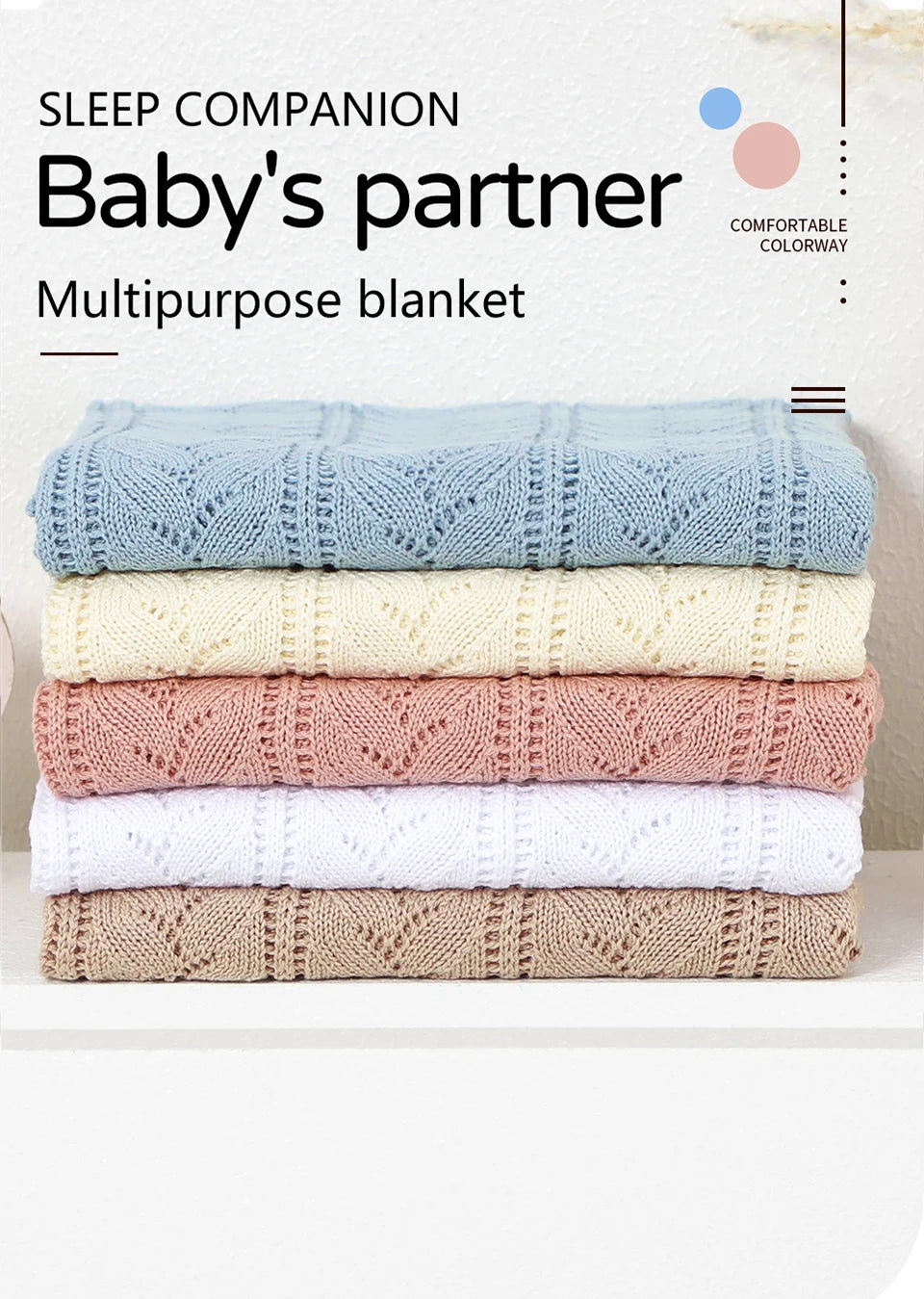 Mantas de algodão para bebês recém-nascidos, 90*70cm, tricotadas, neutras, para dormir, para meninos e meninas, para berço e soneca.