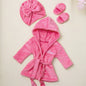Roupão de banho Ylsteed para fotografia de recém-nascidos com turbante e pantufas, bordado "Love", pijama para bebê menina, roupa para ensaio fotográfico infantil.