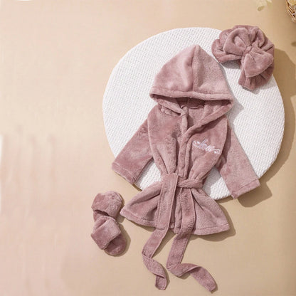 Roupão de banho Ylsteed para fotografia de recém-nascidos com turbante e pantufas, bordado "Love", pijama para bebê menina, roupa para ensaio fotográfico infantil.