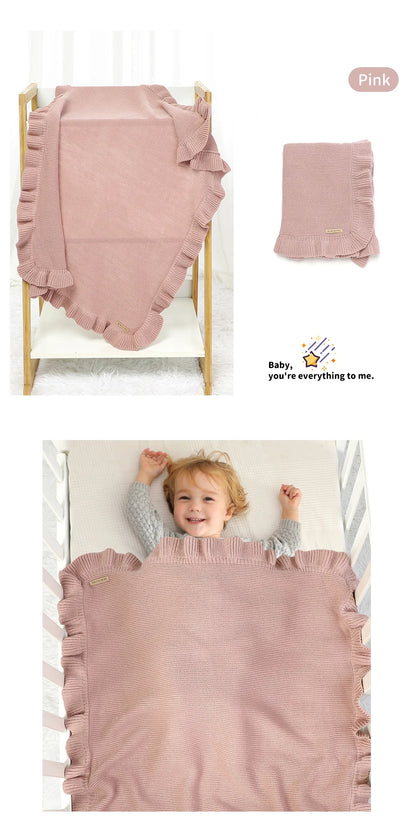 Manta para Bebê 90*70cm Tricotada Recém-Nascido Meninos Meninas Cores Sólidas Carrinho Envoltório Saco de Dormir Reversível Macio Edredom Infantil