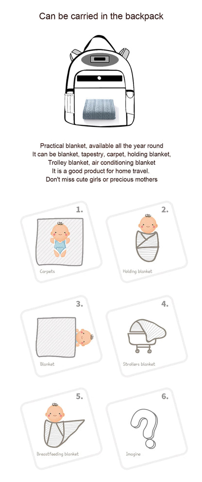 Mantas de algodão para bebês recém-nascidos, 90*70cm, tricotadas, neutras, para dormir, para meninos e meninas, para berço e soneca.