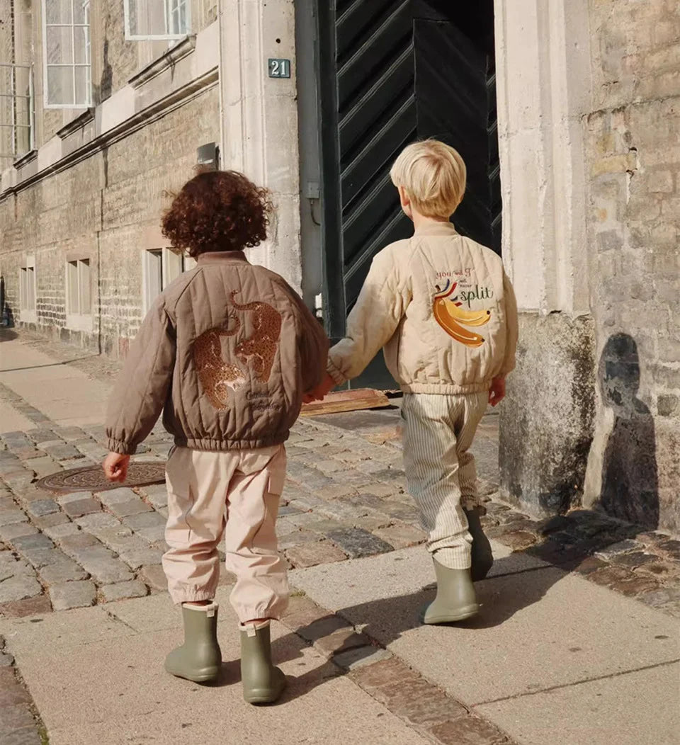 Jaquetas de inverno 2025 para bebês meninos, em lã de cordeiro com lantejoulas e desenhos animados. Roupas infantis para meninas, casaco corta-vento, estilo aviador, tamanhos de 1 a 9 anos.