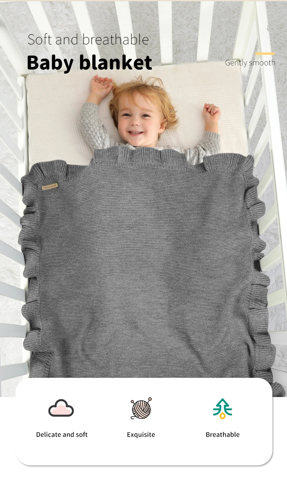 Manta para Bebê 90*70cm Tricotada Recém-Nascido Meninos Meninas Cores Sólidas Carrinho Envoltório Saco de Dormir Reversível Macio Edredom Infantil