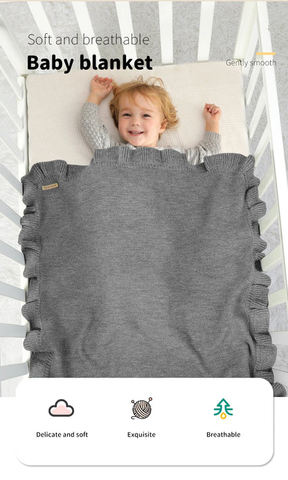 Manta para Bebê 90*70cm Tricotada Recém-Nascido Meninos Meninas Cores Sólidas Carrinho Envoltório Saco de Dormir Reversível Macio Edredom Infantil