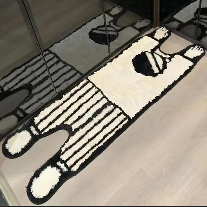 Tapetes de cashmere para decoração de quarto, tapete de cabeceira listrado Maison, tapete felpudo para sala de estar, tapete denso, tapete infantil.