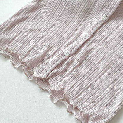 Casaco infantil de verão para meninas, com proteção solar, cor sólida, leve e fino, respirável, com abas laterais.