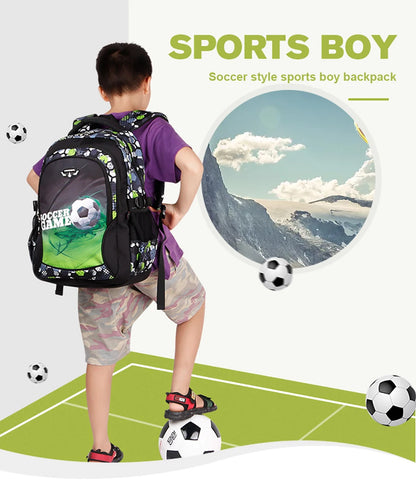 Mochila escolar infantil masculina com estampa de futebol, mochila recortada estilo anime, bolsa de viagem com estampa de futebol, mochila escolar para adolescentes.