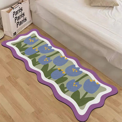 Tapetes de cashmere para decoração de quarto, tapete de cabeceira listrado Maison, tapete felpudo para sala de estar, tapete denso, tapete infantil.