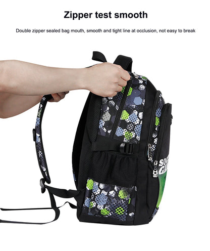 Mochila escolar infantil masculina com estampa de futebol, mochila recortada estilo anime, bolsa de viagem com estampa de futebol, mochila escolar para adolescentes.