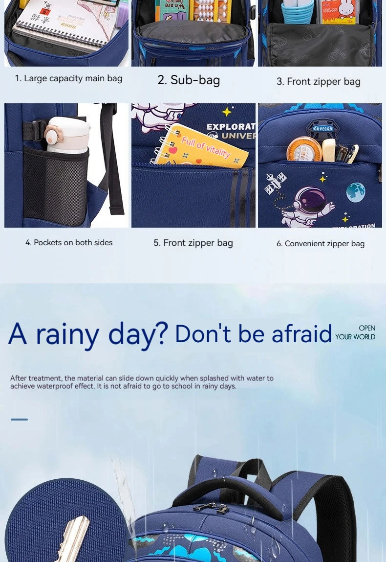 Mochila Infantil para Escola, Mochila Ortopédica Impermeável para Meninos, Mochila Escolar Primária, Mochila para Livros Infantil