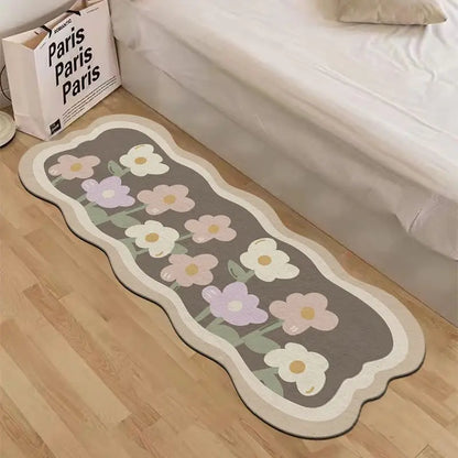 Tapetes de cashmere para decoração de quarto, tapete de cabeceira listrado Maison, tapete felpudo para sala de estar, tapete denso, tapete infantil.