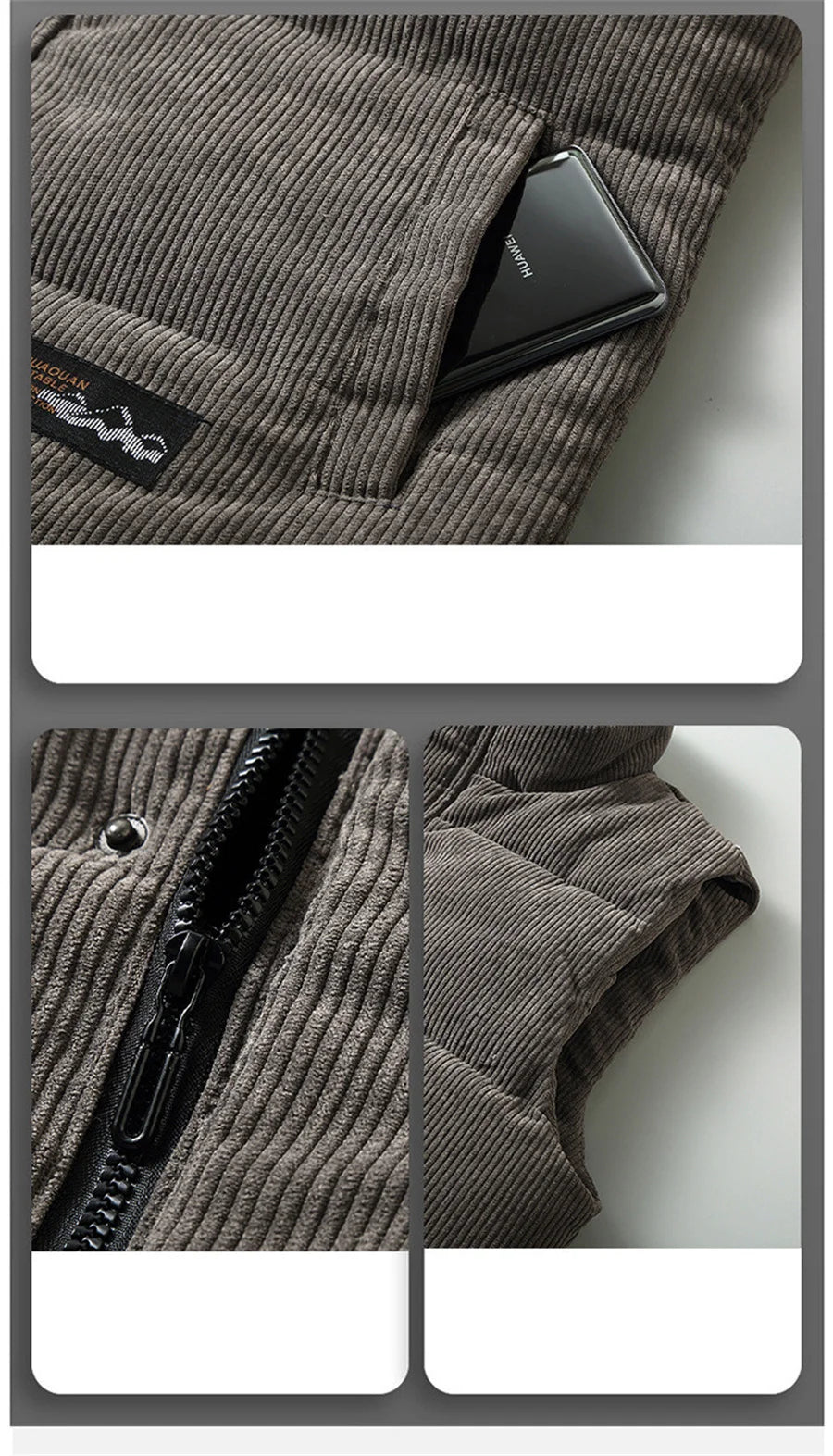 Colete masculino novo, modelo outono/inverno 2025, quente, sem mangas, com gola alta, acolchoado, em veludo cotelê, ideal para trabalho, tamanho 5XL.