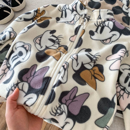 Casacos infantis de manga comprida com estampa de desenho animado para primavera e outono, modelos folgados e casuais para meninos e meninas.