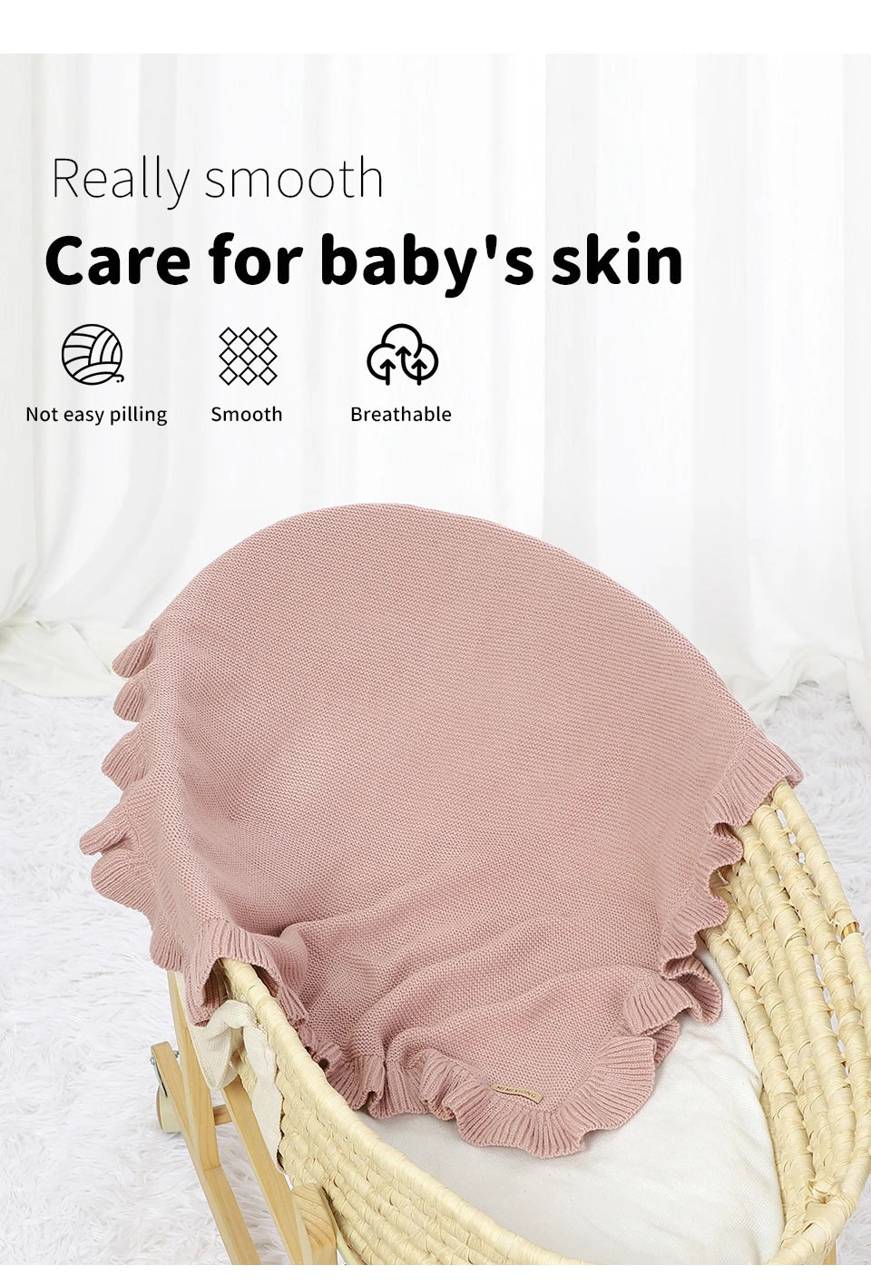 Manta para Bebê 90*70cm Tricotada Recém-Nascido Meninos Meninas Cores Sólidas Carrinho Envoltório Saco de Dormir Reversível Macio Edredom Infantil