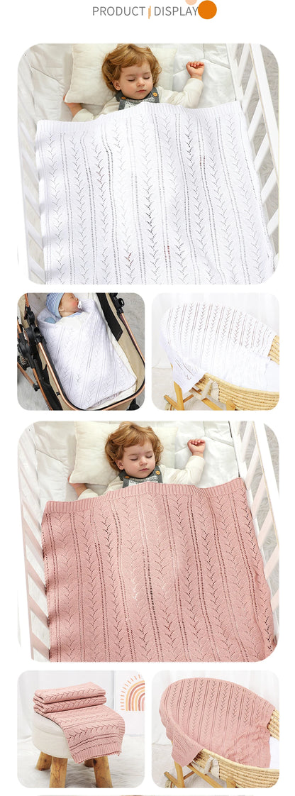 Mantas de algodão para bebês recém-nascidos, 90*70cm, tricotadas, neutras, para dormir, para meninos e meninas, para berço e soneca.