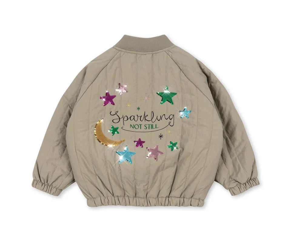 Jaquetas de inverno 2025 para bebês meninos, em lã de cordeiro com lantejoulas e desenhos animados. Roupas infantis para meninas, casaco corta-vento, estilo aviador, tamanhos de 1 a 9 anos.