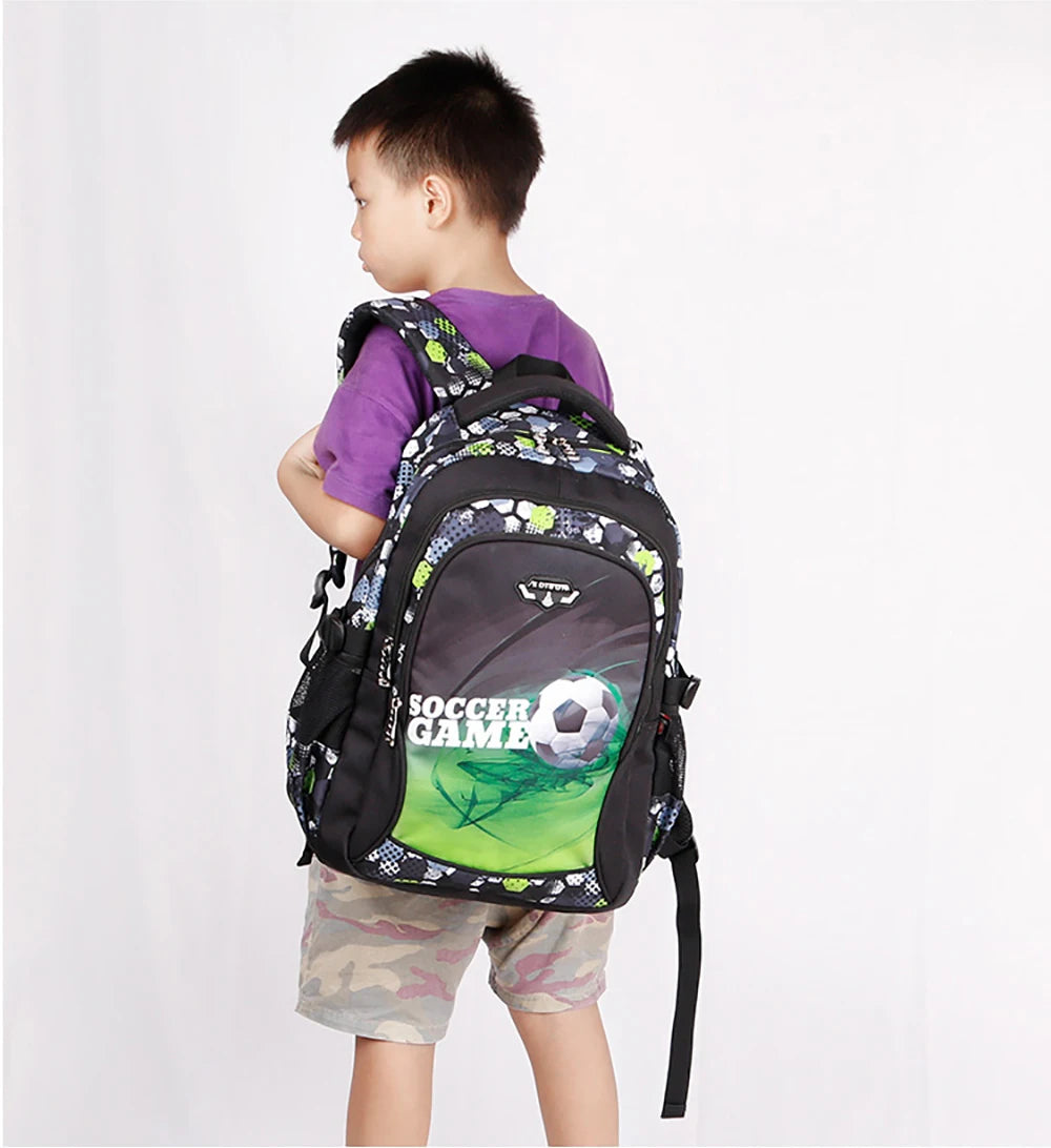 Mochila escolar infantil masculina com estampa de futebol, mochila recortada estilo anime, bolsa de viagem com estampa de futebol, mochila escolar para adolescentes.