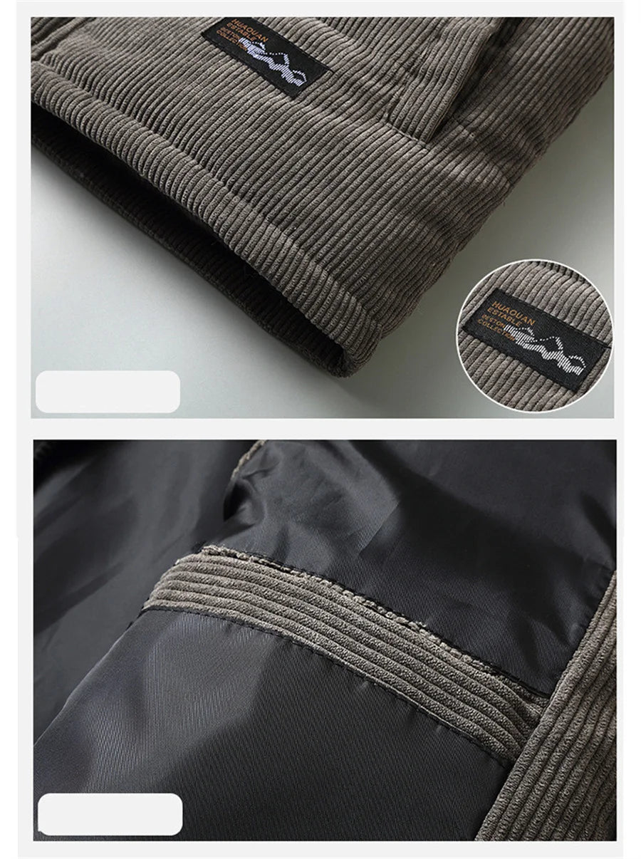 Colete masculino novo, modelo outono/inverno 2025, quente, sem mangas, com gola alta, acolchoado, em veludo cotelê, ideal para trabalho, tamanho 5XL.