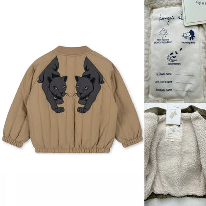 Jaquetas de inverno 2025 para bebês meninos, em lã de cordeiro com lantejoulas e desenhos animados. Roupas infantis para meninas, casaco corta-vento, estilo aviador, tamanhos de 1 a 9 anos.