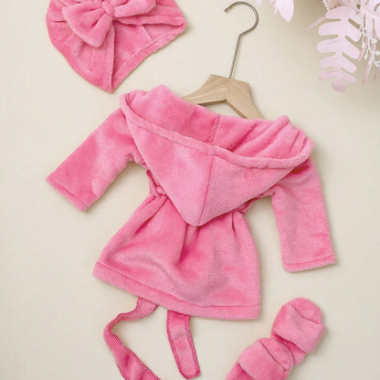 Roupão de banho Ylsteed para fotografia de recém-nascidos com turbante e pantufas, bordado "Love", pijama para bebê menina, roupa para ensaio fotográfico infantil.