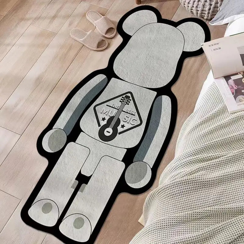 Tapetes de cashmere para decoração de quarto, tapete de cabeceira listrado Maison, tapete felpudo para sala de estar, tapete denso, tapete infantil.