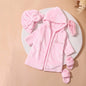 Roupão de banho Ylsteed para fotografia de recém-nascidos com turbante e pantufas, bordado "Love", pijama para bebê menina, roupa para ensaio fotográfico infantil.