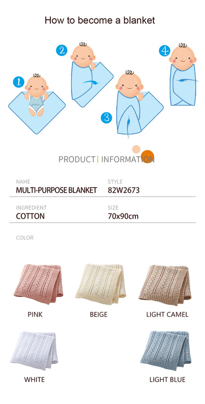 Mantas de algodão para bebês recém-nascidos, 90*70cm, tricotadas, neutras, para dormir, para meninos e meninas, para berço e soneca.